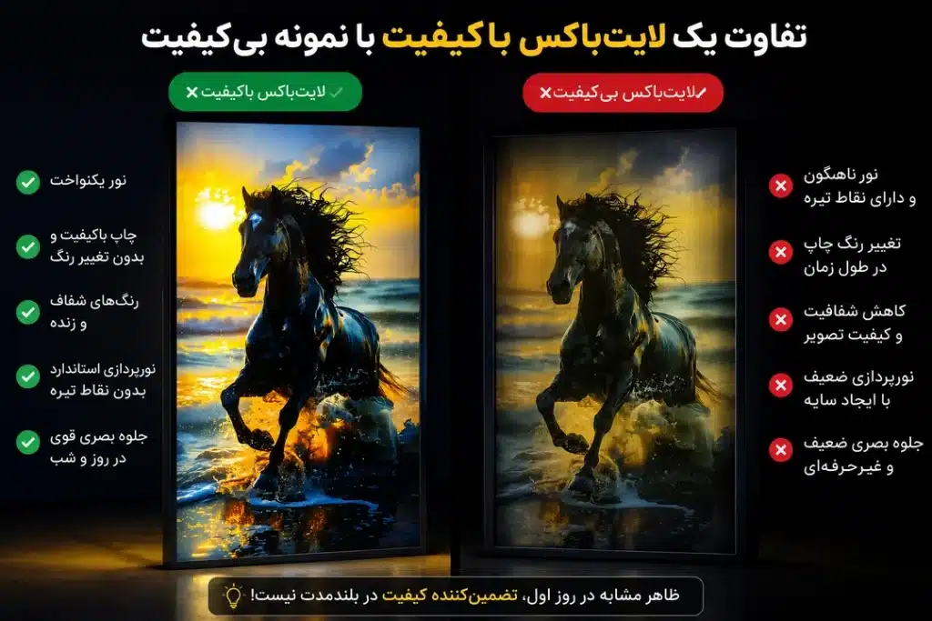 تفاوت یک لایت باکس با کیفیت با نمونه بی کیفیت