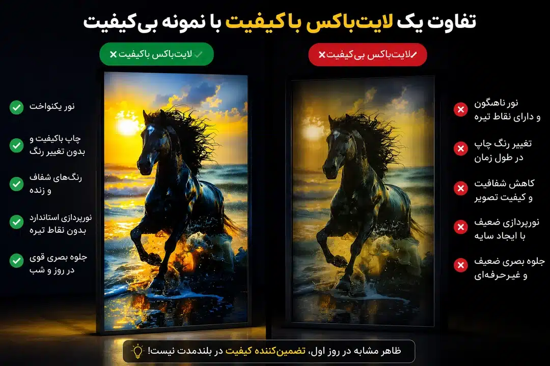 تفاوت یک لایت باکس با کیفیت با نمونه بی کیفیت